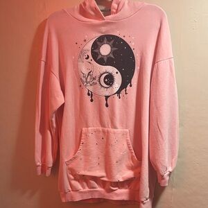 No Boundaries Pink Hoodie with Yin Yang Design